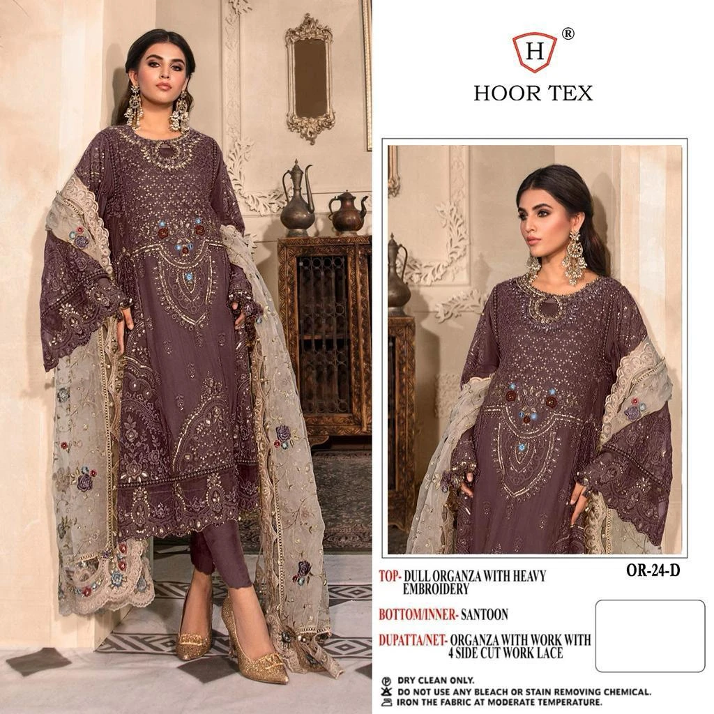 Hoor Tex Or-24 Heavy Organza Wholesale Pakistani Salwar Suit Catalog — Wholesale Pakistani Suits, MPA wholesale from Surat — view 9